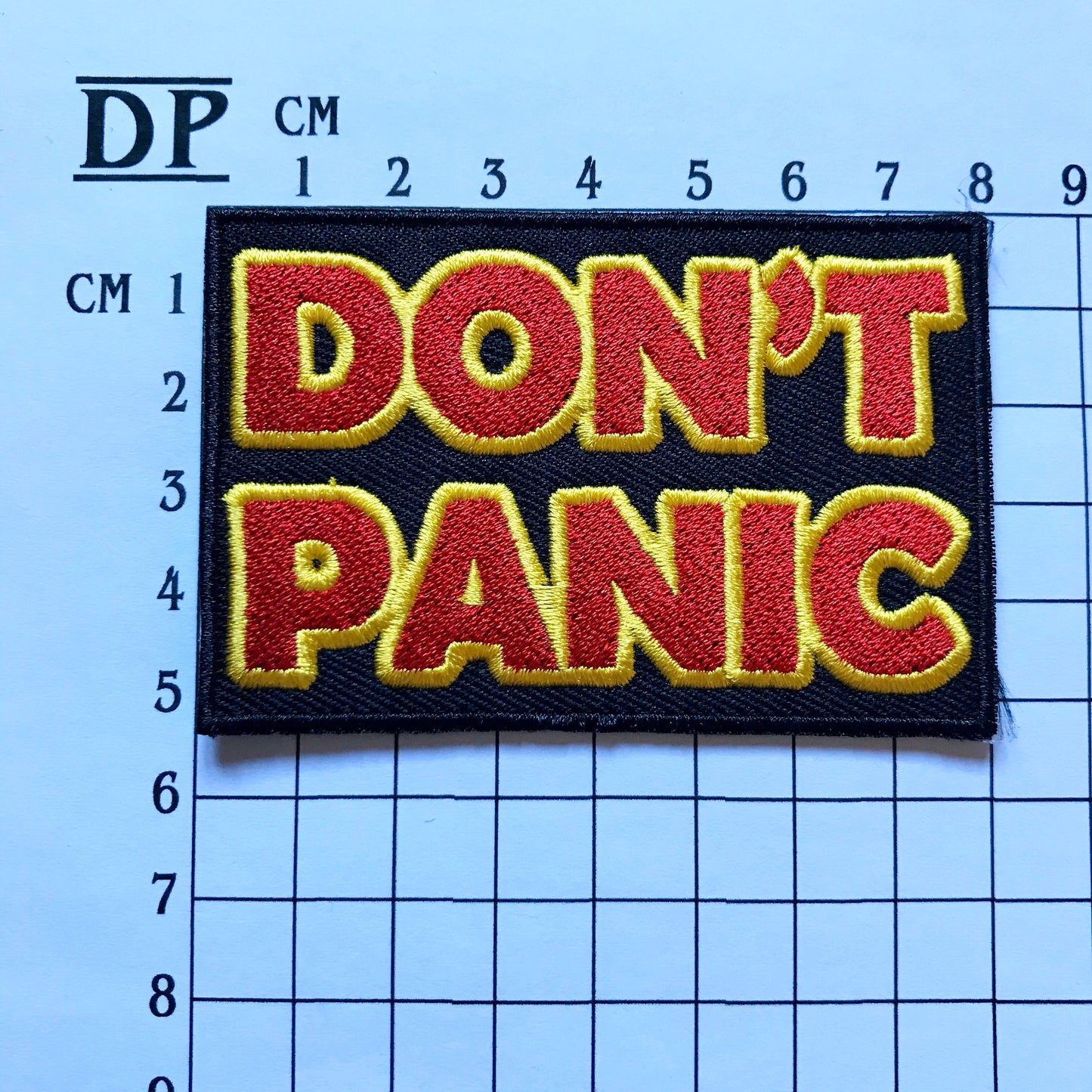 The Hitchhikers Guide To The Galaxy Don’t Panic Embroidered Sew On Iron On Patch Badge Parche DIY Costume - Demogorgon Patches - DP