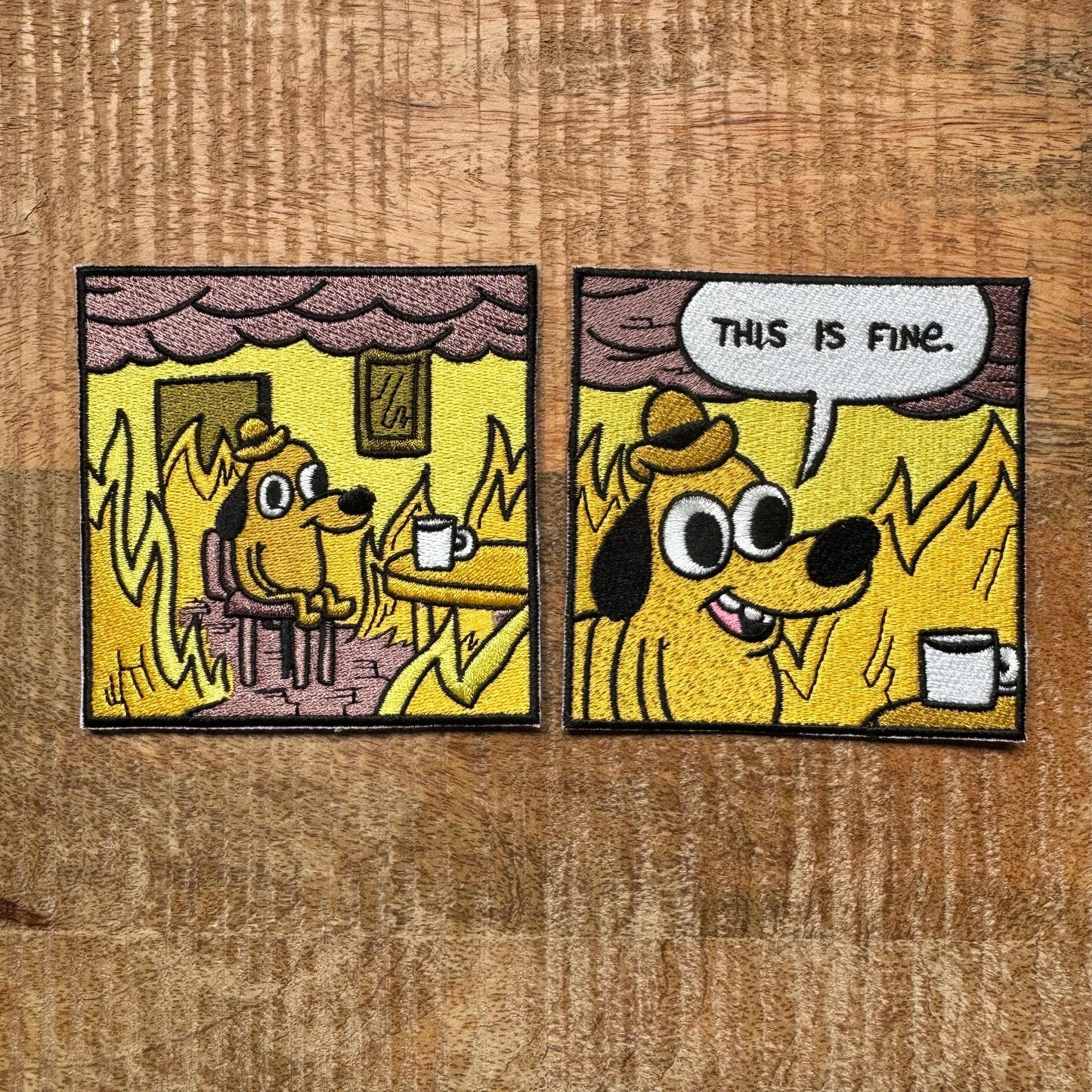 This Is Fine House Fire Dog Meme Embroidered Patch Iron On Thermo Adhesive Or Sew On Badge DIY The Pills Are Working LOL 648 Question Hound