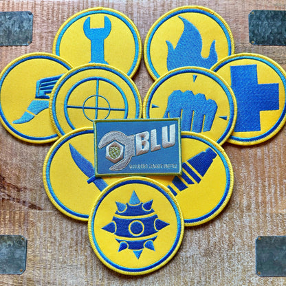 Team Fortress 2 BLU Uniform Set Patches Embroidery Iron On Sew Badge DIY Prop Costume TF2 Pyro Soldier Spy Scout Medic Engineer Heavy Sniper