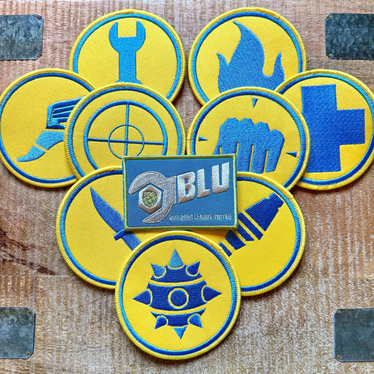Team Fortress 2 BLU Uniform Set Patches Embroidery Iron On Sew Badge DIY Prop Costume TF2 Pyro Soldier Spy Scout Medic Engineer Heavy Sniper