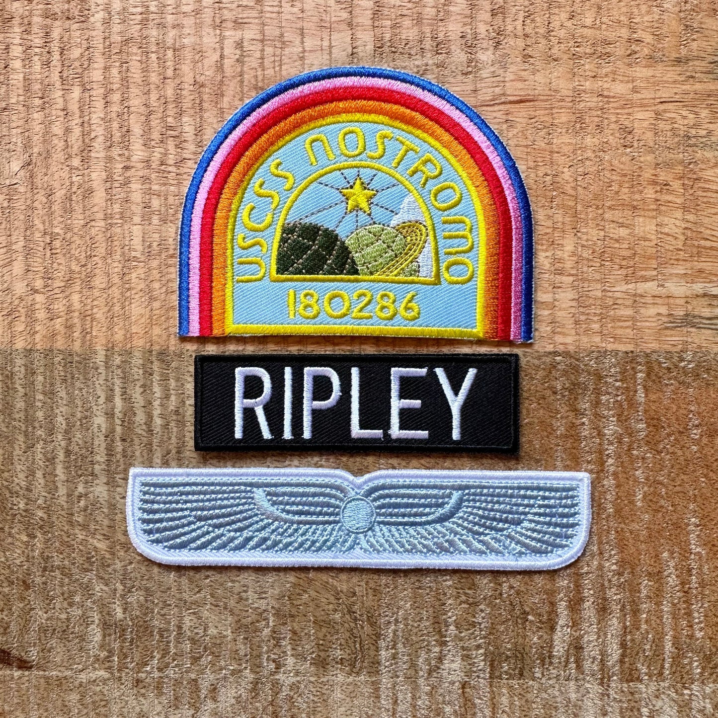 Alien Ellen Ripley Uniform USCSS Nostromo Coveralls Shirt Crew Set Patches Embroidered Iron On Sew Badge DIY Warrant Officer Prop Earth Pin