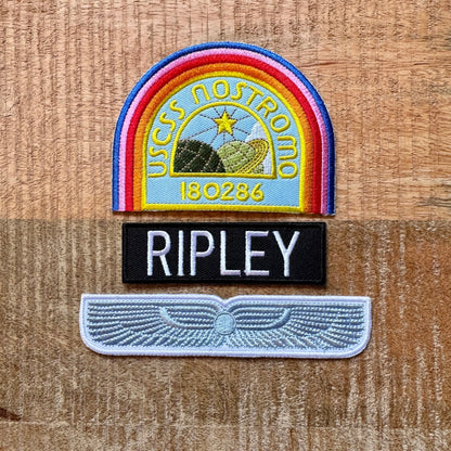 Alien Ellen Ripley Uniform USCSS Nostromo Coveralls Shirt Crew Set Patches Embroidered Iron On Sew Badge DIY Warrant Officer Prop Earth Pin