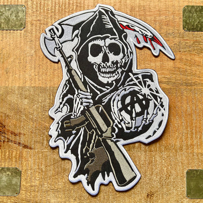 Sons Of Anarchy Jax Teller Leather Vest Embroidered Patches Set Iron On Sew Badge DIY Prop Costume Uniform Samcro SOA Men Of Mayhem MC Opie