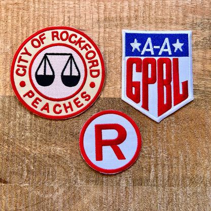 A League Of Their Own Rockford Peaches Uniform Patches Set Embroidered Iron On Sew Badge DIY Prop Jimmy Dugan Dottie Hinson All The Way Mae