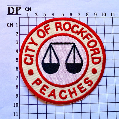 A League Of Their Own Rockford Peaches Uniform Patches Set Embroidered Iron On Sew Badge DIY Prop Jimmy Dugan Dottie Hinson All The Way Mae