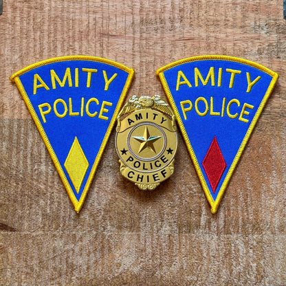 Jaws Amity Police Chief Martin Brody Embroidered Patch Iron On  Sew Badge DIY Prop Uniform Costume Quint White Shark Island Enamel Pin 2