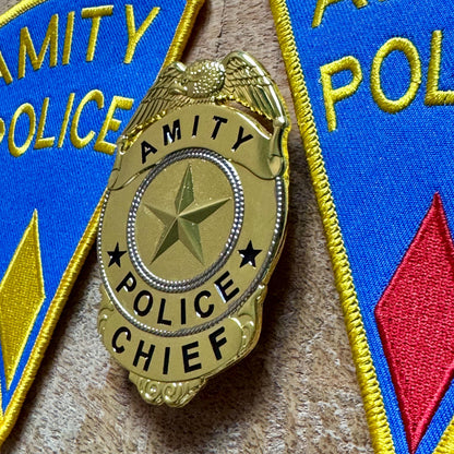 Jaws Amity Police Chief Martin Brody Embroidered Patch Iron On  Sew Badge DIY Prop Uniform Costume Quint White Shark Island Enamel Pin 2