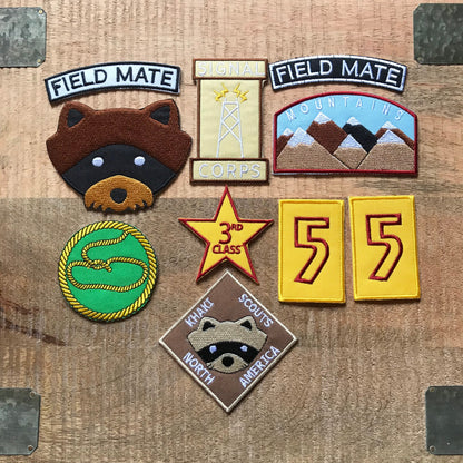 Moonrise Kingdom Sam Shakusky Costume Embroidered Patches Set Iron On Sew Badge Uniform DIY Prop Khaki Boy Scout Wes Anderson Suzy Bishop