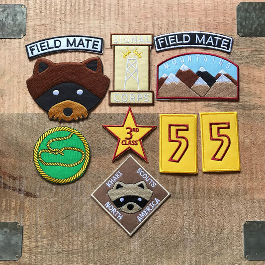 Moonrise Kingdom Sam Shakusky Costume Embroidered Patches Set Iron On Sew Badge Uniform DIY Prop Khaki Boy Scout Wes Anderson Suzy Bishop