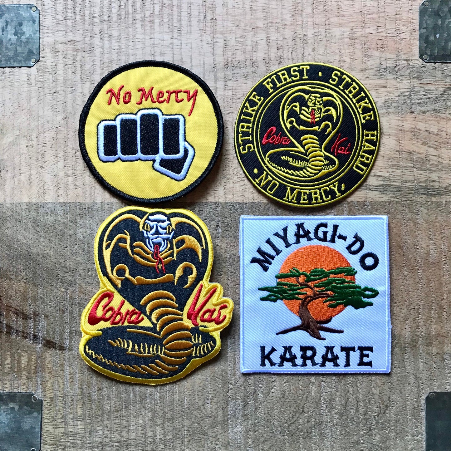 Cobra Kai Karate Kid Miyagi Do Uniform Set Embroidered Iron On Sew Patch Badge Strike First Hard No Mercy DIY Prop Costume Johnny Lawrence
