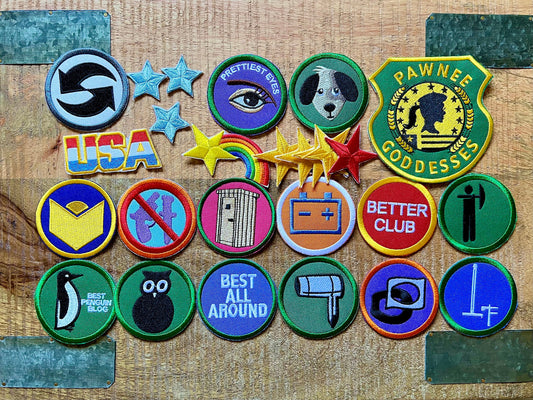 Pawnee Goddesses Leslie Knope Vest Patches Set Embroidered Iron On Sew Badge DIY Prop Costume Ann Andy Tom Ron Rangers Parks And Recreation