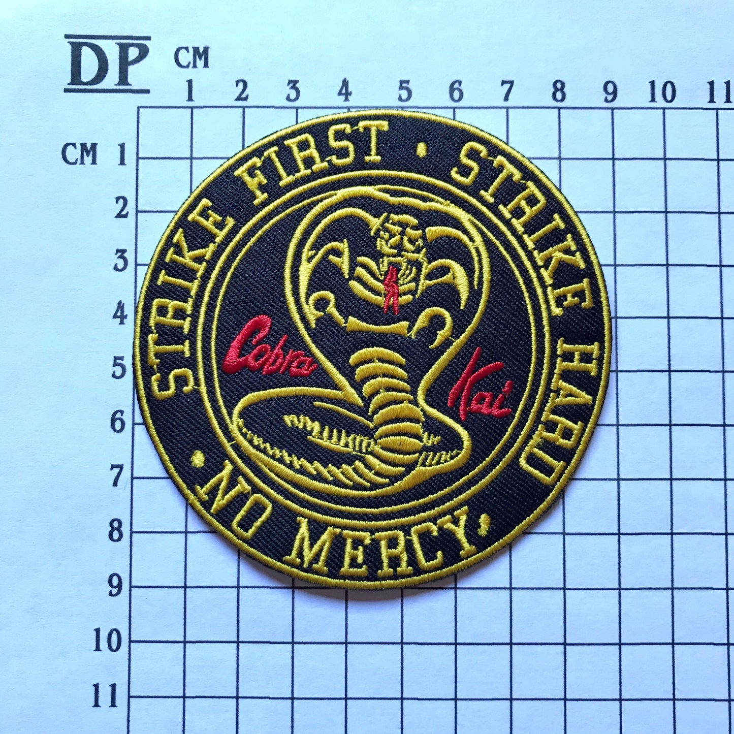 Karate Kid Cobra Kai Dojo Building Logo Embroidered Sew On Iron On Patch Badge Johnny Lawrence Strike First Hard No Mercy Costume DIY DP