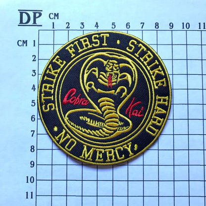 Karate Kid Cobra Kai Dojo Building Logo Embroidered Sew On Iron On Patch Badge Johnny Lawrence Strike First Hard No Mercy Costume DIY DP