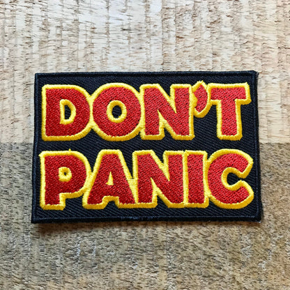 The Hitchhikers Guide To The Galaxy  Don’t Panic Embroidered Sew On Iron On Patch Badge Parche DIY Costume - Demogorgon Patches - DP