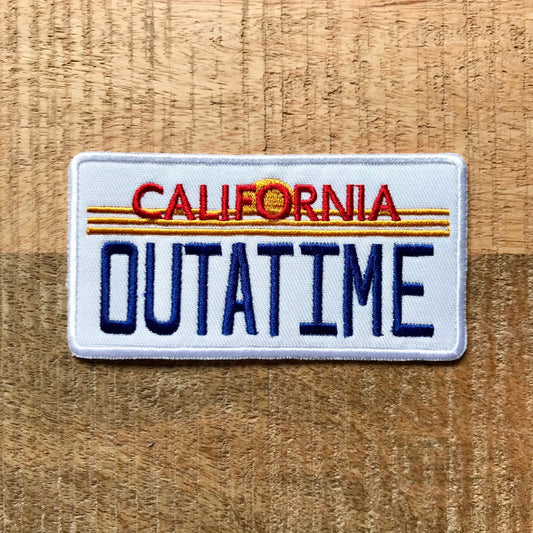 Back To The Future DeLorean License Plate Patch California Outatime Embroidered Sew On Iron On Badge Parche DIY Costume Demogorgon Patches