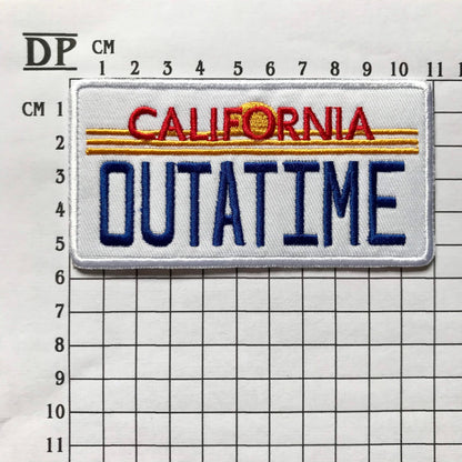 Back To The Future DeLorean License Plate Patch California Outatime Embroidered Sew On Iron On Badge Parche DIY Costume Demogorgon Patches