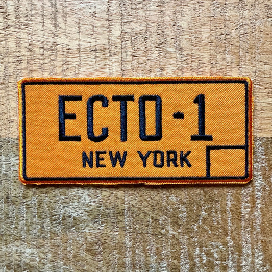 Ghostbusters Ecto-1 Plate Embroidered Iron On Sew Patch Badge Stantz Venkman Spengler DIY Prop New York Car Insignia Driver Original License