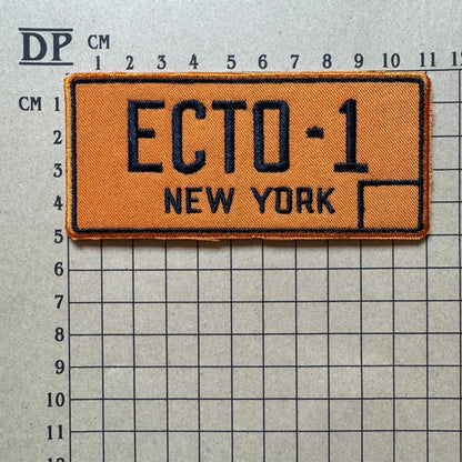 Ghostbusters Ecto-1 Plate Embroidered Iron On Sew Patch Badge Stantz Venkman Spengler DIY Prop New York Car Insignia Driver Original License